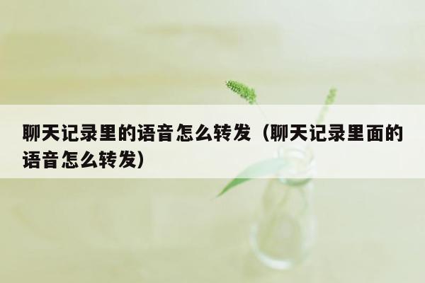 聊天记录里的语音怎么转发（聊天记录里面的语音怎么转发）