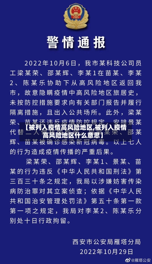 【被列入疫情高风险地区,被列入疫情高风险地区什么意思】