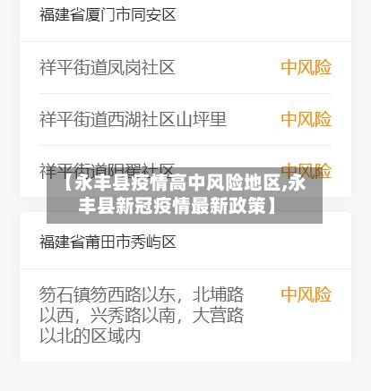 【永丰县疫情高中风险地区,永丰县新冠疫情最新政策】
