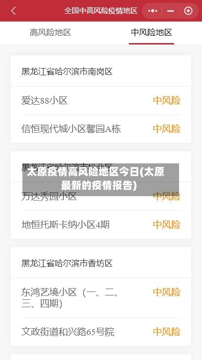太原疫情高风险地区今日(太原最新的疫情报告)